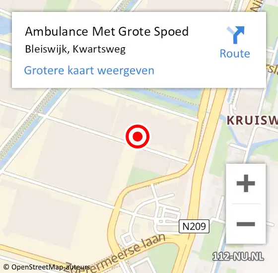 Locatie op kaart van de 112 melding: Ambulance Met Grote Spoed Naar Bleiswijk, Kwartsweg op 1 juli 2021 09:12