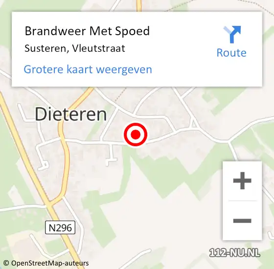 Locatie op kaart van de 112 melding: Brandweer Met Spoed Naar Susteren, Vleutstraat op 1 juli 2021 09:44