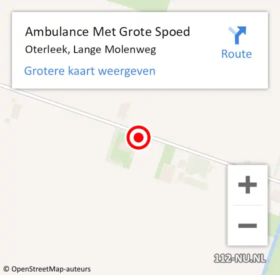 Locatie op kaart van de 112 melding: Ambulance Met Grote Spoed Naar Oterleek, Lange Molenweg op 1 juli 2021 09:53