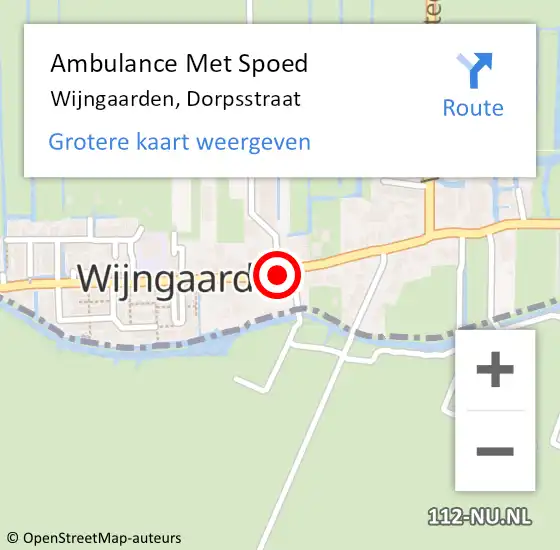 Locatie op kaart van de 112 melding: Ambulance Met Spoed Naar Wijngaarden, Dorpsstraat op 1 juli 2021 09:53