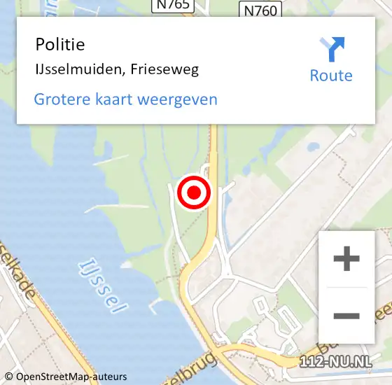 Locatie op kaart van de 112 melding: Politie IJsselmuiden, Frieseweg op 1 juli 2021 10:00