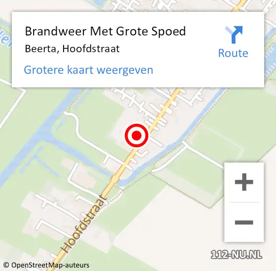 Locatie op kaart van de 112 melding: Brandweer Met Grote Spoed Naar Beerta, Hoofdstraat op 1 juli 2021 10:02