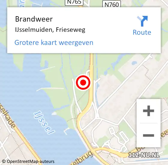 Locatie op kaart van de 112 melding: Brandweer IJsselmuiden, Frieseweg op 1 juli 2021 10:05