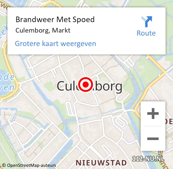 Locatie op kaart van de 112 melding: Brandweer Met Spoed Naar Culemborg, Markt op 1 juli 2021 10:22