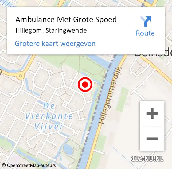 Locatie op kaart van de 112 melding: Ambulance Met Grote Spoed Naar Hillegom, Staringwende op 1 juli 2021 11:00