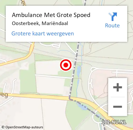 Locatie op kaart van de 112 melding: Ambulance Met Grote Spoed Naar Oosterbeek, Mariëndaal op 1 juli 2021 11:20