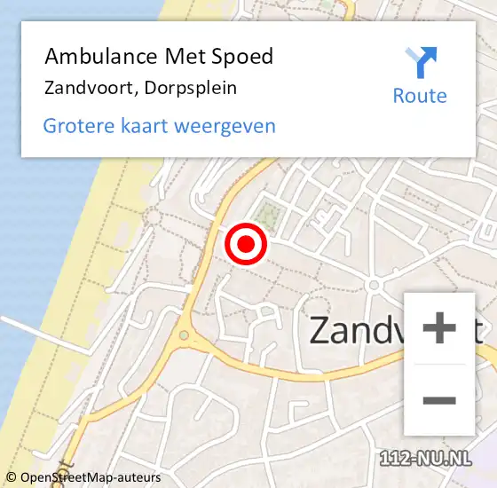 Locatie op kaart van de 112 melding: Ambulance Met Spoed Naar Zandvoort, Dorpsplein op 1 juli 2021 11:25
