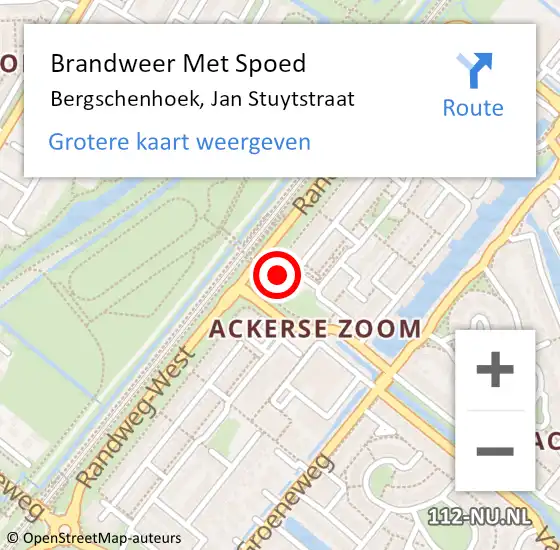 Locatie op kaart van de 112 melding: Brandweer Met Spoed Naar Bergschenhoek, Christiaan van der Takstraat op 1 juli 2021 11:30