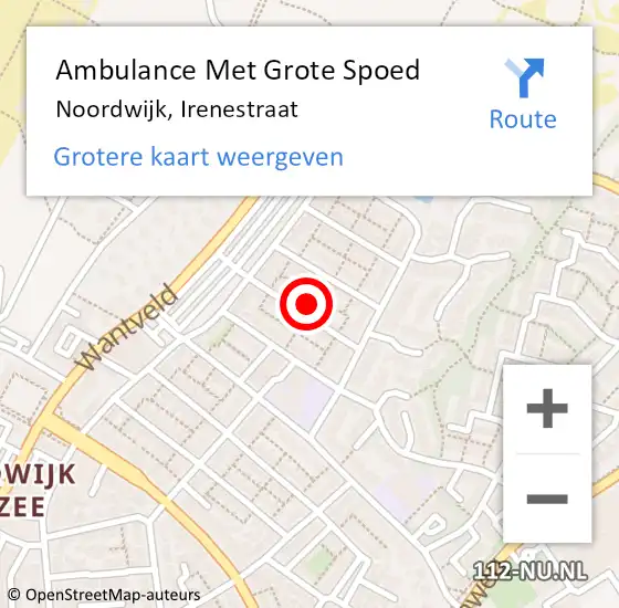 Locatie op kaart van de 112 melding: Ambulance Met Grote Spoed Naar Noordwijk, Irenestraat op 1 juli 2021 11:32