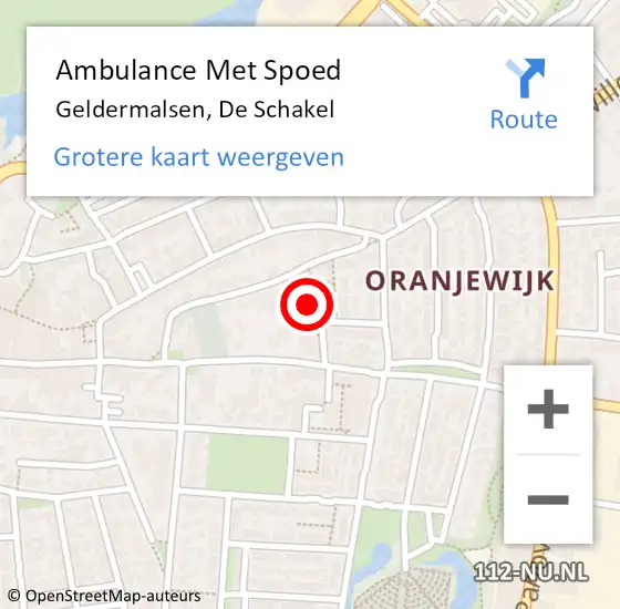 Locatie op kaart van de 112 melding: Ambulance Met Spoed Naar Geldermalsen, De Schakel op 1 juli 2021 12:09