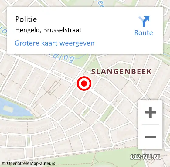 Locatie op kaart van de 112 melding: Politie Hengelo, Brusselstraat op 1 juli 2021 12:21