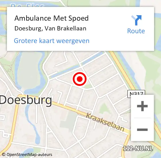Locatie op kaart van de 112 melding: Ambulance Met Spoed Naar Doesburg, Van Brakellaan op 1 juli 2021 12:31