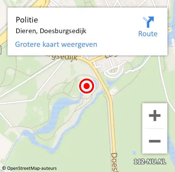 Locatie op kaart van de 112 melding: Politie Dieren, Doesburgsedijk op 1 juli 2021 12:31