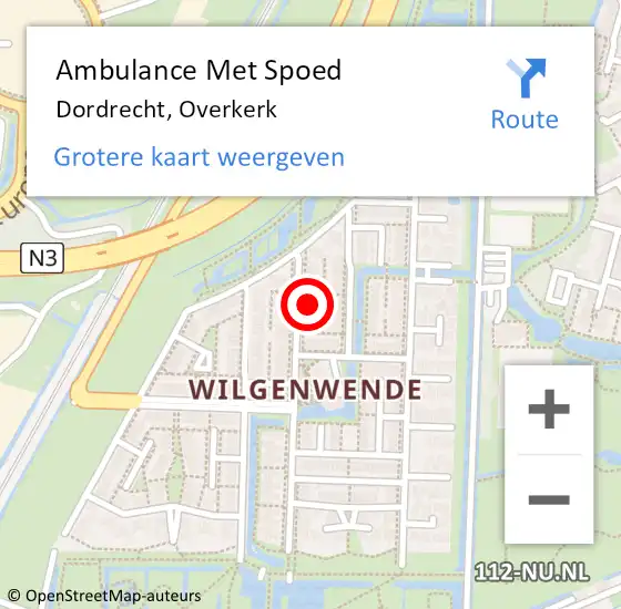 Locatie op kaart van de 112 melding: Ambulance Met Spoed Naar Dordrecht, Overkerk op 1 juli 2021 12:32