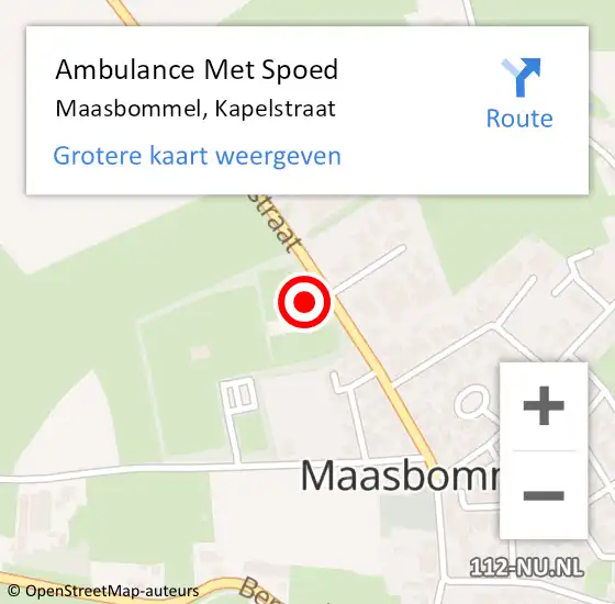 Locatie op kaart van de 112 melding: Ambulance Met Spoed Naar Maasbommel, Kapelstraat op 1 juli 2021 12:35