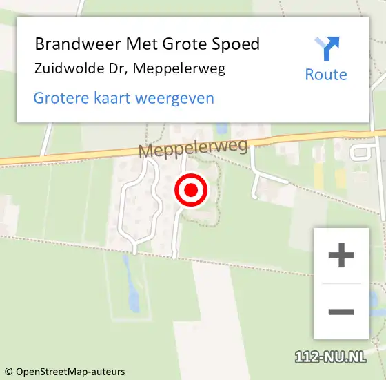 Locatie op kaart van de 112 melding: Brandweer Met Grote Spoed Naar Zuidwolde Dr, Meppelerweg op 14 juni 2014 23:07