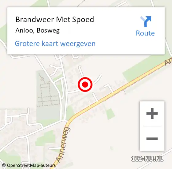 Locatie op kaart van de 112 melding: Brandweer Met Spoed Naar Anloo, Bosweg op 14 juni 2014 23:11