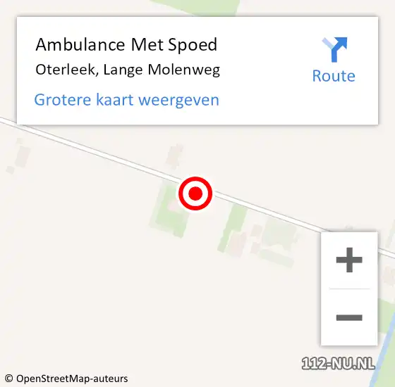 Locatie op kaart van de 112 melding: Ambulance Met Spoed Naar Oterleek, Lange Molenweg op 1 juli 2021 13:02