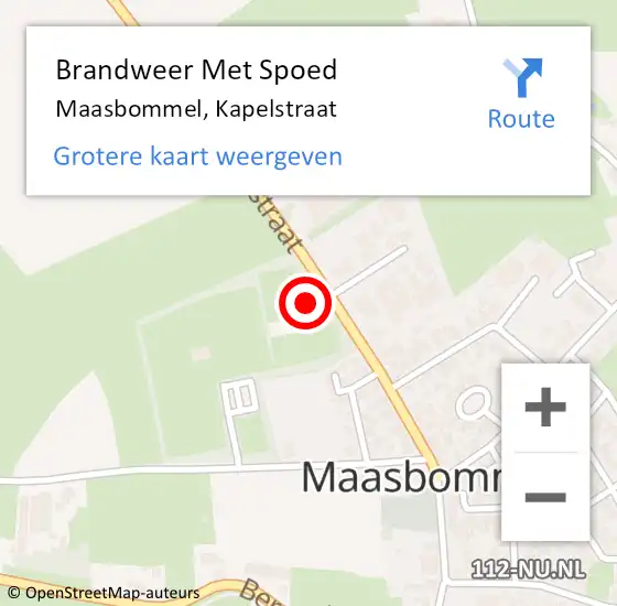 Locatie op kaart van de 112 melding: Brandweer Met Spoed Naar Maasbommel, Kapelstraat op 1 juli 2021 13:08