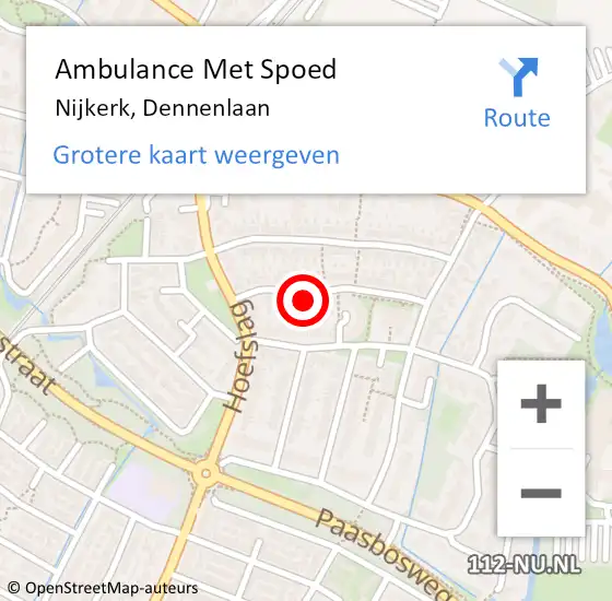 Locatie op kaart van de 112 melding: Ambulance Met Spoed Naar Nijkerk, Dennenlaan op 1 juli 2021 13:09