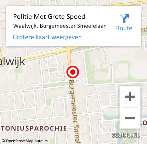 Locatie op kaart van de 112 melding: Politie Met Grote Spoed Naar Waalwijk, Burgemeester Smeelelaan op 1 juli 2021 13:14