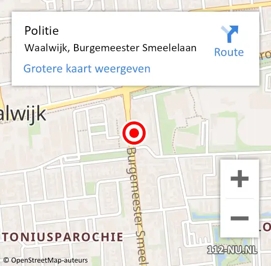 Locatie op kaart van de 112 melding: Politie Waalwijk, Burgemeester Smeelelaan op 1 juli 2021 13:14