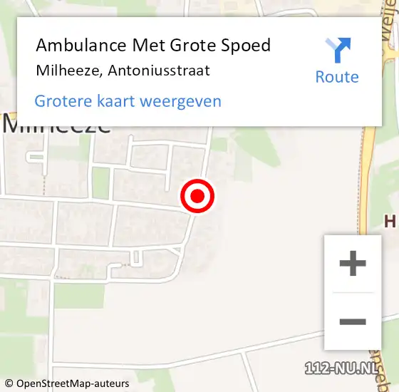 Locatie op kaart van de 112 melding: Ambulance Met Grote Spoed Naar Milheeze, Antoniusstraat op 1 juli 2021 13:15