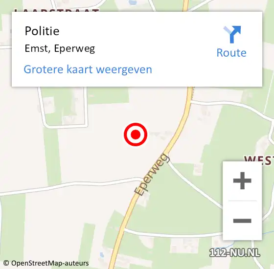 Locatie op kaart van de 112 melding: Politie Emst, Eperweg op 1 juli 2021 13:19