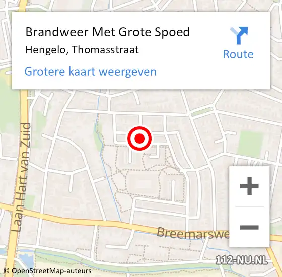 Locatie op kaart van de 112 melding: Brandweer Met Grote Spoed Naar Hengelo, Thomasstraat op 1 juli 2021 13:25