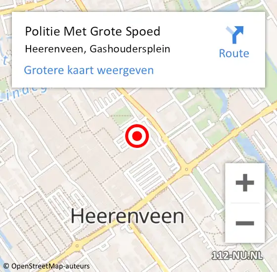 Locatie op kaart van de 112 melding: Politie Met Grote Spoed Naar Heerenveen, Gashoudersplein op 1 juli 2021 13:28