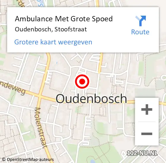 Locatie op kaart van de 112 melding: Ambulance Met Grote Spoed Naar Oudenbosch, Stoofstraat op 1 juli 2021 13:29