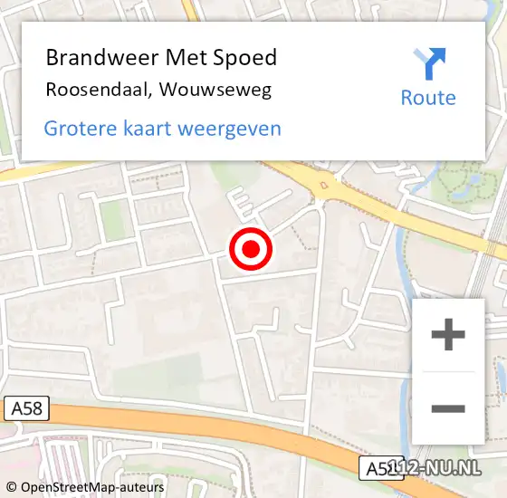 Locatie op kaart van de 112 melding: Brandweer Met Spoed Naar Roosendaal, Wouwseweg op 1 juli 2021 13:44