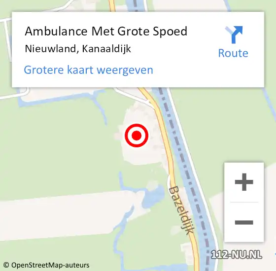 Locatie op kaart van de 112 melding: Ambulance Met Grote Spoed Naar Nieuwland, Kanaaldijk op 1 juli 2021 13:48