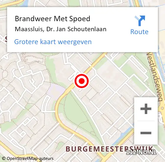 Locatie op kaart van de 112 melding: Brandweer Met Spoed Naar Maassluis, Dr. Jan Schoutenlaan op 1 juli 2021 13:50