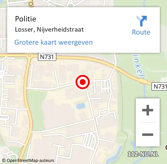 Locatie op kaart van de 112 melding: Politie Losser, Nijverheidstraat op 1 juli 2021 13:50