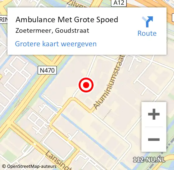 Locatie op kaart van de 112 melding: Ambulance Met Grote Spoed Naar Zoetermeer, Goudstraat op 1 juli 2021 13:50