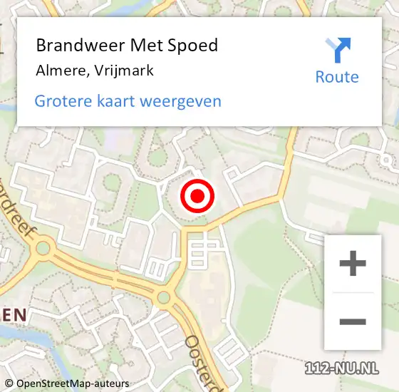 Locatie op kaart van de 112 melding: Brandweer Met Spoed Naar Almere, Vrijmark op 1 juli 2021 13:51