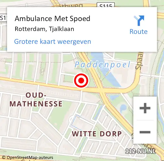 Locatie op kaart van de 112 melding: Ambulance Met Spoed Naar Rotterdam, Tjalklaan op 1 juli 2021 14:08