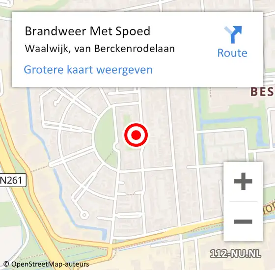 Locatie op kaart van de 112 melding: Brandweer Met Spoed Naar Waalwijk, van Berckenrodelaan op 1 juli 2021 14:19