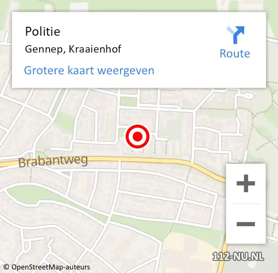 Locatie op kaart van de 112 melding: Politie Gennep, Kraaienhof op 1 juli 2021 14:37