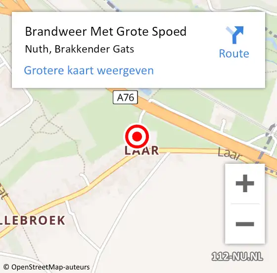 Locatie op kaart van de 112 melding: Brandweer Met Grote Spoed Naar Nuth, Brakkender Gats op 1 juli 2021 14:45