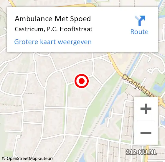 Locatie op kaart van de 112 melding: Ambulance Met Spoed Naar Castricum, P.C. Hooftstraat op 1 juli 2021 14:45