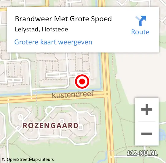 Locatie op kaart van de 112 melding: Brandweer Met Grote Spoed Naar Lelystad, Hofstede op 1 juli 2021 15:05