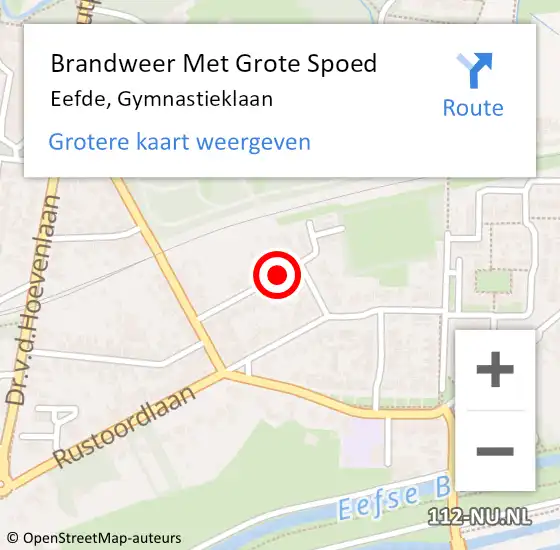 Locatie op kaart van de 112 melding: Brandweer Met Grote Spoed Naar Eefde, Gymnastieklaan op 1 juli 2021 15:30