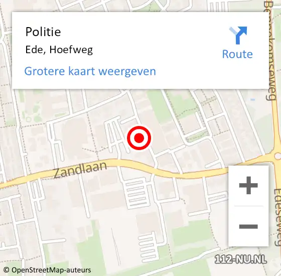 Locatie op kaart van de 112 melding: Politie Ede, Hoefweg op 1 juli 2021 15:35