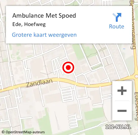 Locatie op kaart van de 112 melding: Ambulance Met Spoed Naar Ede, Hoefweg op 1 juli 2021 15:40