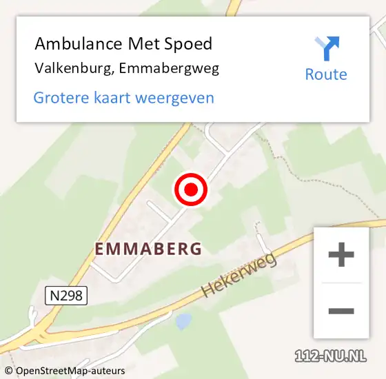 Locatie op kaart van de 112 melding: Ambulance Met Spoed Naar Valkenburg, Emmabergweg op 1 juli 2021 15:46