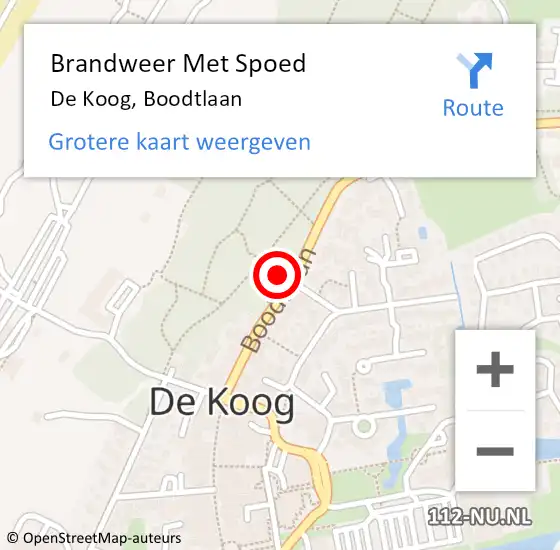 Locatie op kaart van de 112 melding: Brandweer Met Spoed Naar De Koog, Boodtlaan op 1 juli 2021 15:55