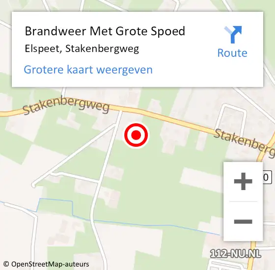 Locatie op kaart van de 112 melding: Brandweer Met Grote Spoed Naar Elspeet, Stakenbergweg op 1 juli 2021 15:58