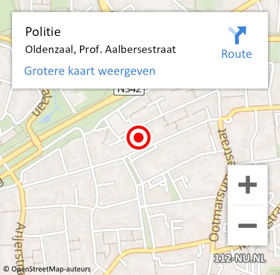 Locatie op kaart van de 112 melding: Politie Oldenzaal, Prof. Aalbersestraat op 1 juli 2021 16:07